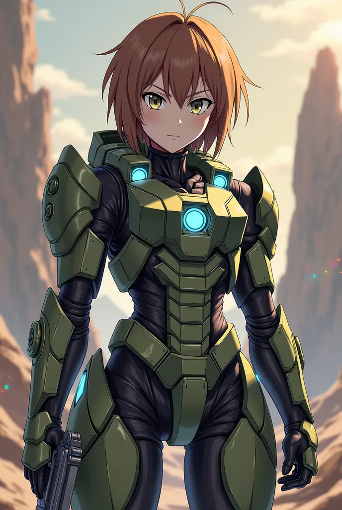 Ritsu Tainaka from K-on wearing Spartan armor from Halo 