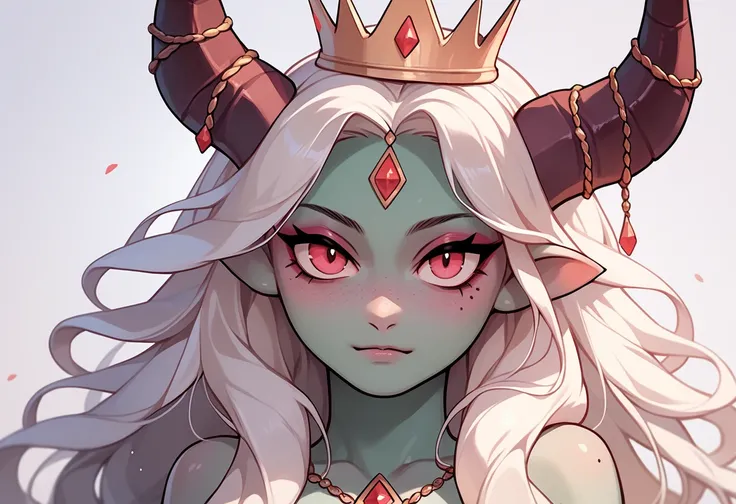 Hilsty, monster woman, beautiful, cute, horned crown, 