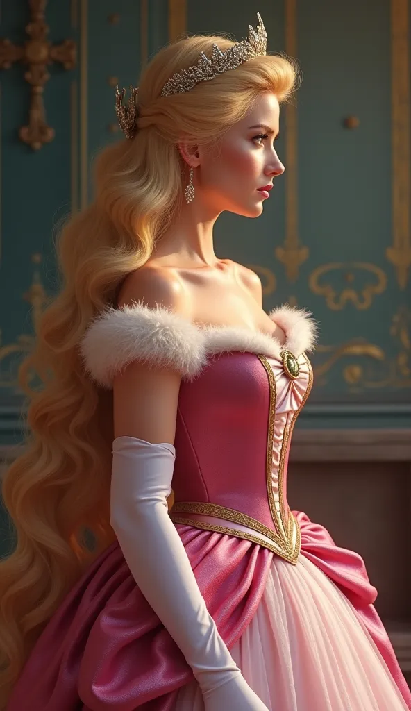 Half-length photorealistic portrait of Princess Aurora