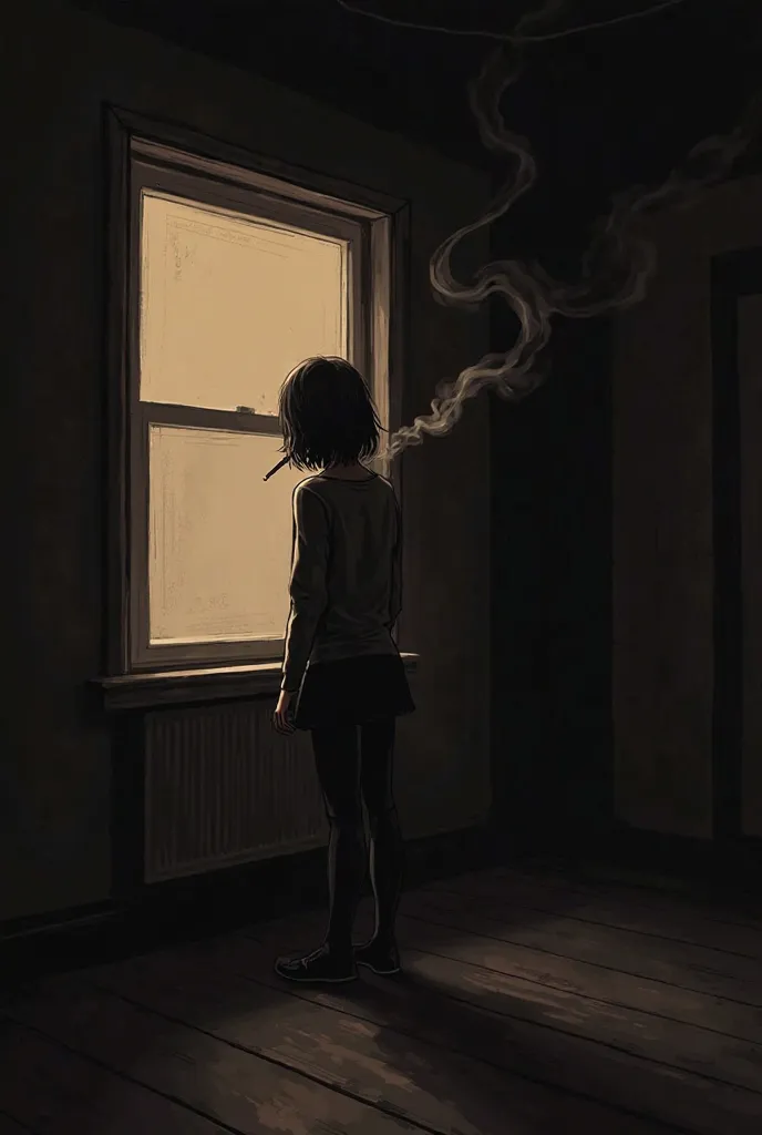 Lofi Girl Smoking in the Corner of a Dark Room
She stands in the corner of her dimly lit room, smoke rising from her cigarette as she stares out the window. The dark, minimal room adds to the reflective, quiet mood.sketch animated black and brown tone