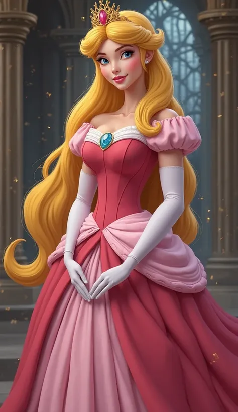 Half-length photorealistic portrait of Princess Aurora