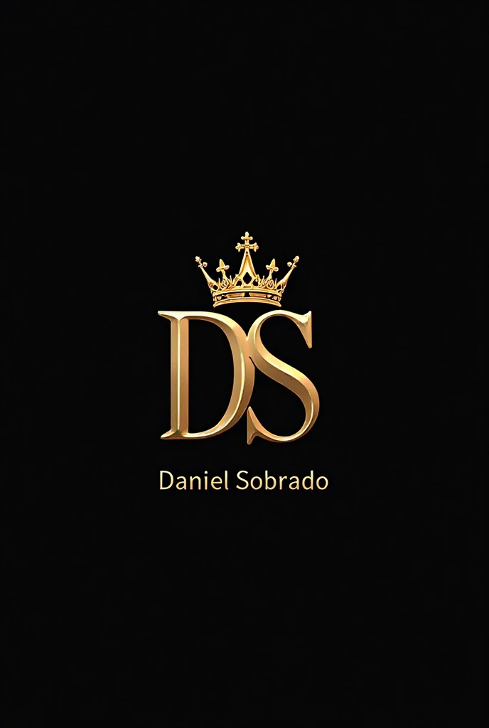 A logo with the letter DS on a black background with a crown on the top and on the bottom Daniel Sobrado