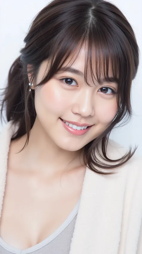 Arimura Kasumi, bangs, smile, Young and cute Japanese faces , official art, Hi-Res CG Unity 8K Wallpaper, Ultra High Precision , very well detailed, Half photo , film grain , lens flare glow , best quality ,8k, viewer , ((masterpiece)), (( best ...