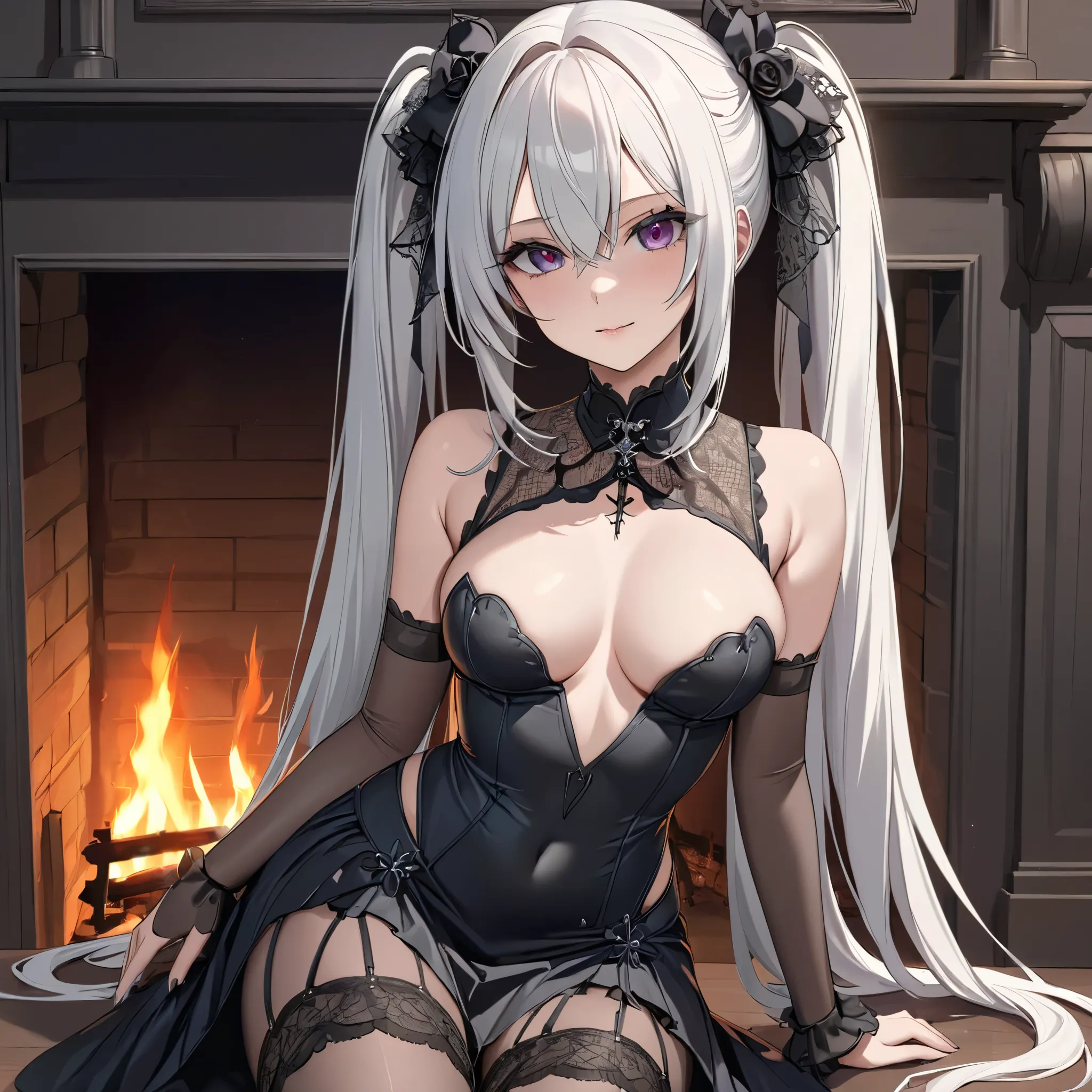 (highest quality,  masterpiece,  super precise, High Resolution), 8k,  Anatomically Accurate Body , Nightcore,  Gothic Maiden anime girl , White-haired goddess, beautiful charming anime woman, simple background, beautiful face, perfect face, 非常に詳細なbeautifu...