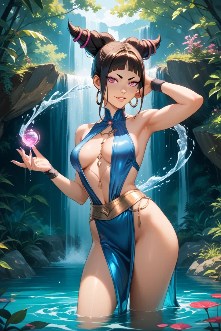  Katara's Sexy Display in an Enchanting Atmosphere, full_Body Display , lure, jewelry, revealing outfits,  seductive eyes, Detailed face and skin, Bends Water Thinking of Air 、 juri