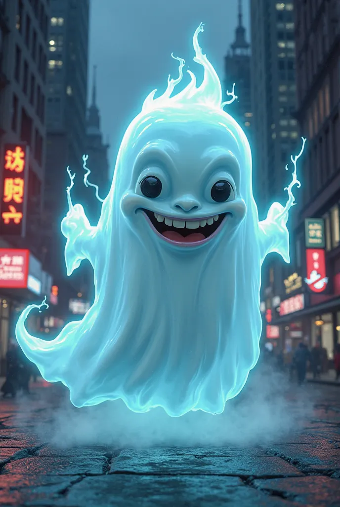 A ghost cartoon ghostbusters style