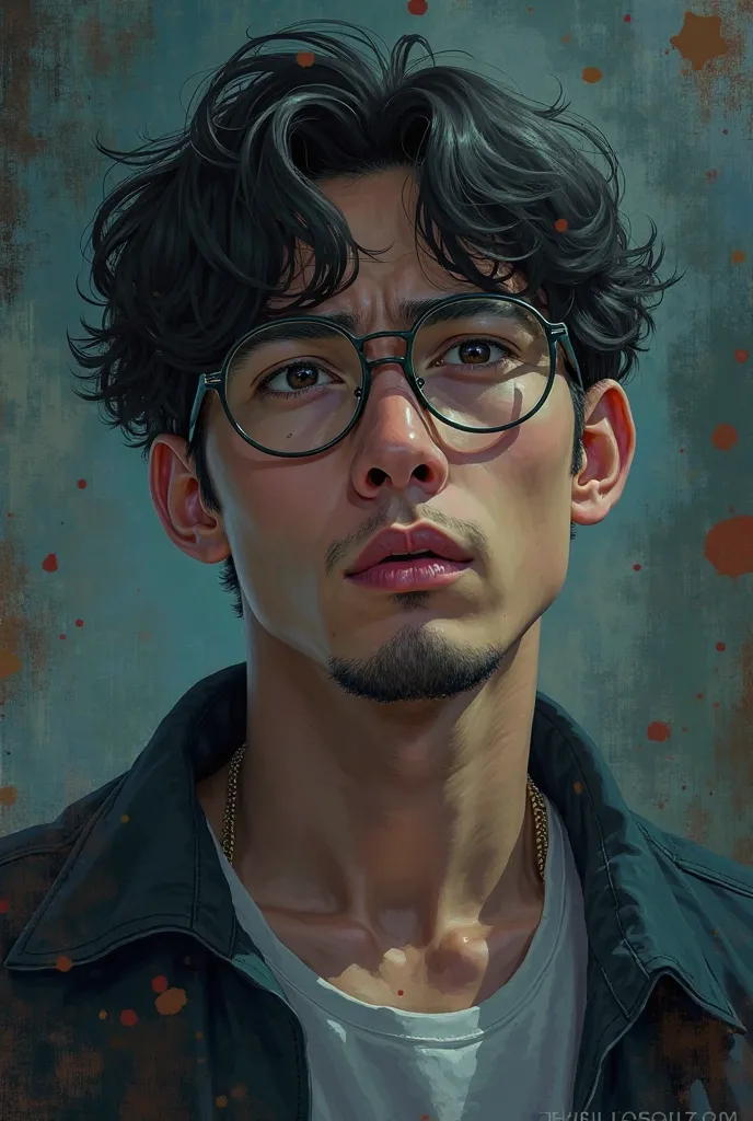 masterpiece, hurt guy with small beard and glasses, 2020s, anime, screencap, cinematic, ultimate details, --ar 16:9 --style expressive -- stylize90 --iw 0.75 --niji 5