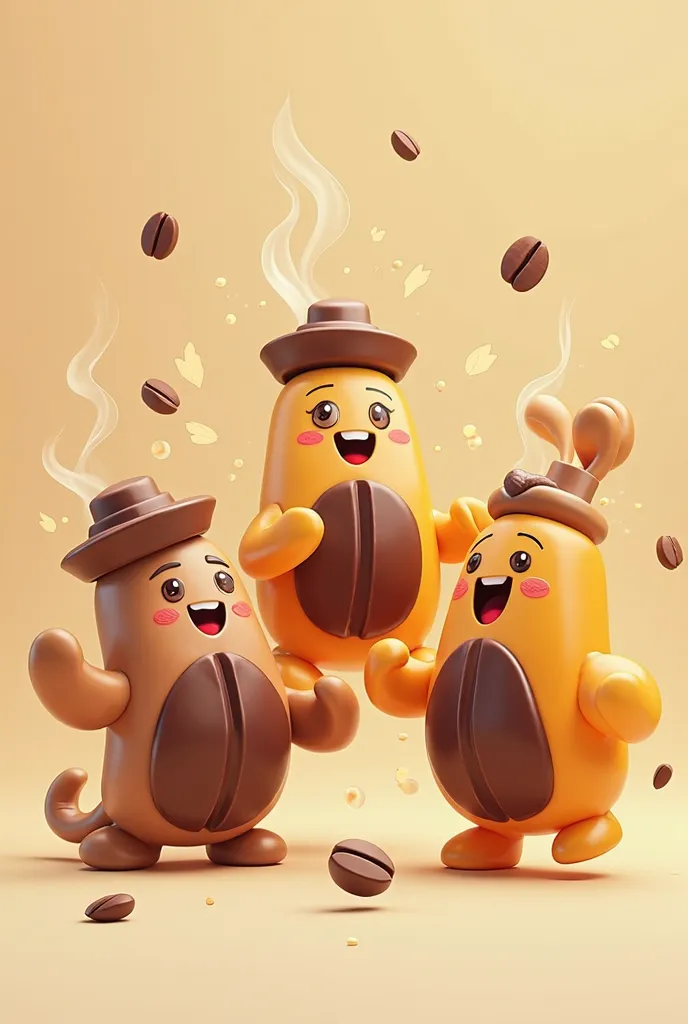 Animated coffee gummies for a project that looks at the coffee and looks like a logo 