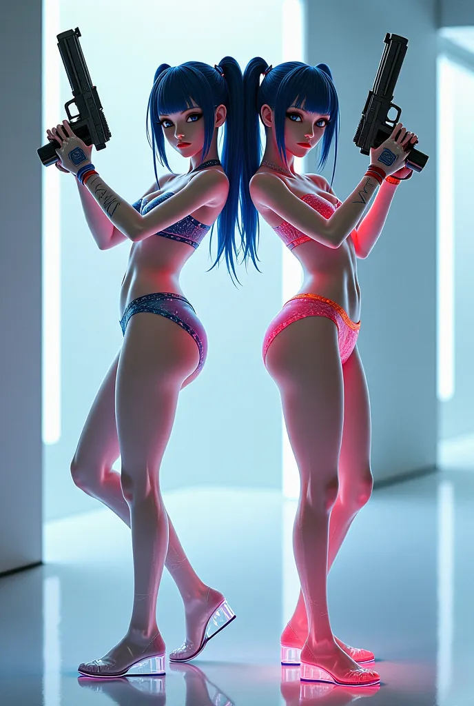 Transparent Foldable Game Characters Panties Holding Gun