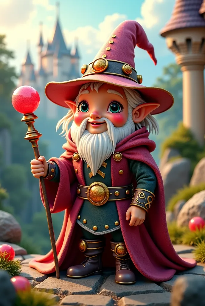 Create a traditional candy ball character dressed in wizard tunics or DnD-style leather armor