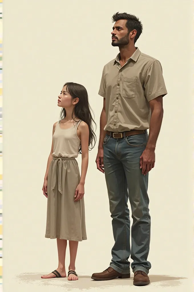 A woman of 1.54 cm tall and a man of 1.80 cm tall together 