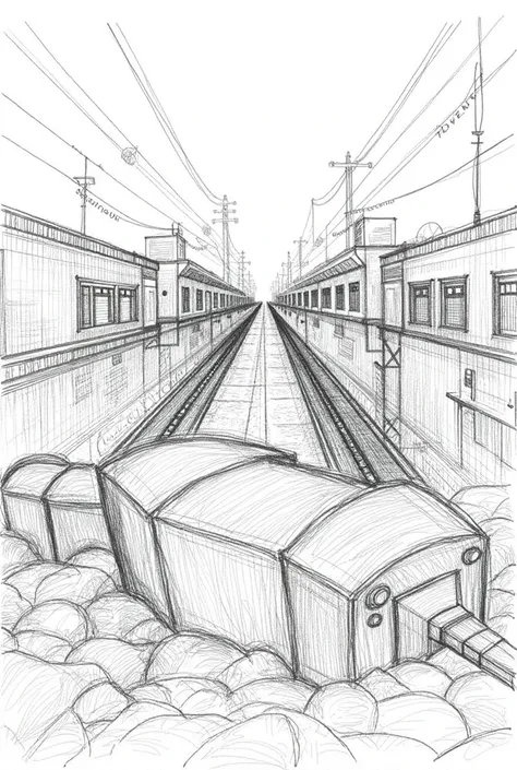 With this image, generate a sketch with two vanishing points that look like a sketch 