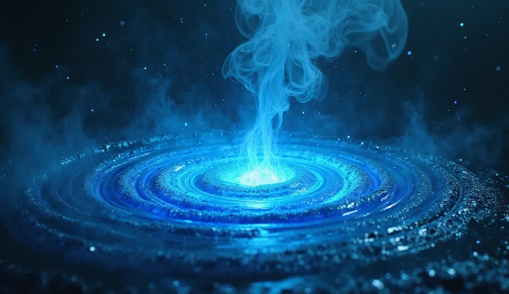 "A mesmerizing close-up of the deadly Aala Kaala Visham, swirling with an intense, glowing blue hue. The poison appears thick and otherworldly, radiating a mysterious energy that seems both beautiful and dangerous. Wisps of dark smoke rise from it, symboli...