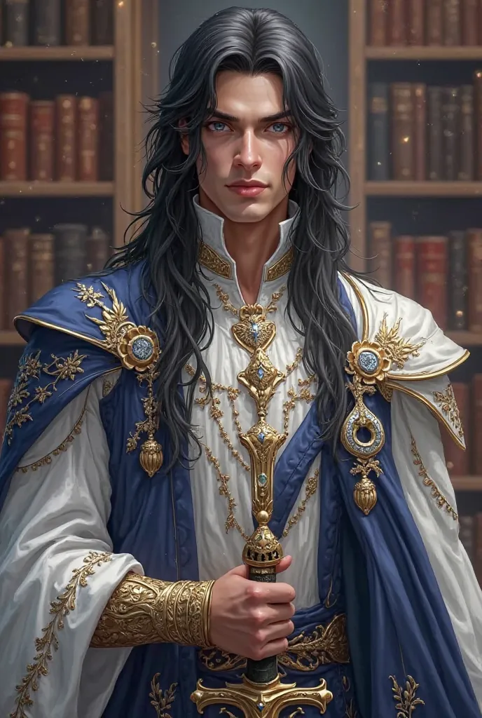 Use the style of fantasy mmorpg, such as black desert online to create an fae prince with no elf ears, in his mid twenties that is tall, lean, and muscular with strong shoulders. 

He should lean more European in looks with no signs of facial hair or scruf...