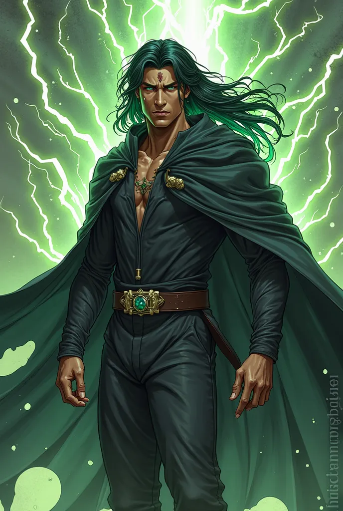 (masterpiece)

male, long black hair, green highlights, green eyes, black cloak, scar on chin, anime, (RAW photo, better quality), better quality, highly detailed, master part, ultra detailed, illustration, highly detailed anime manga, phoenix made of ligh...