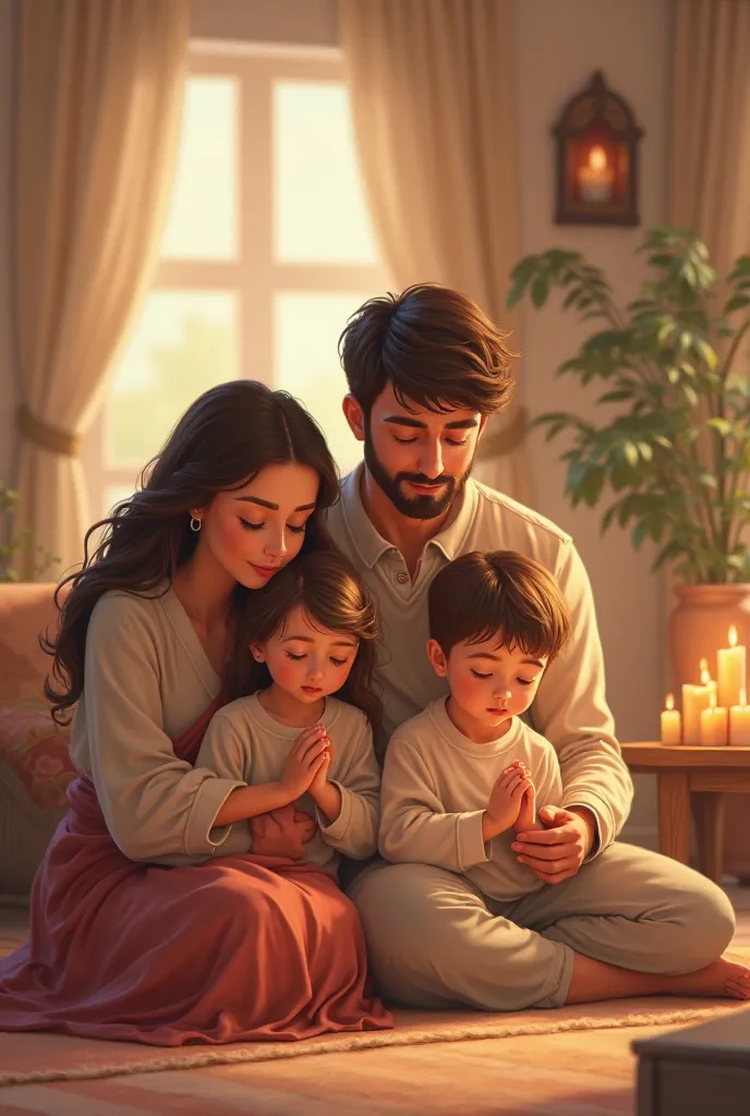 Christian family praying animation 
