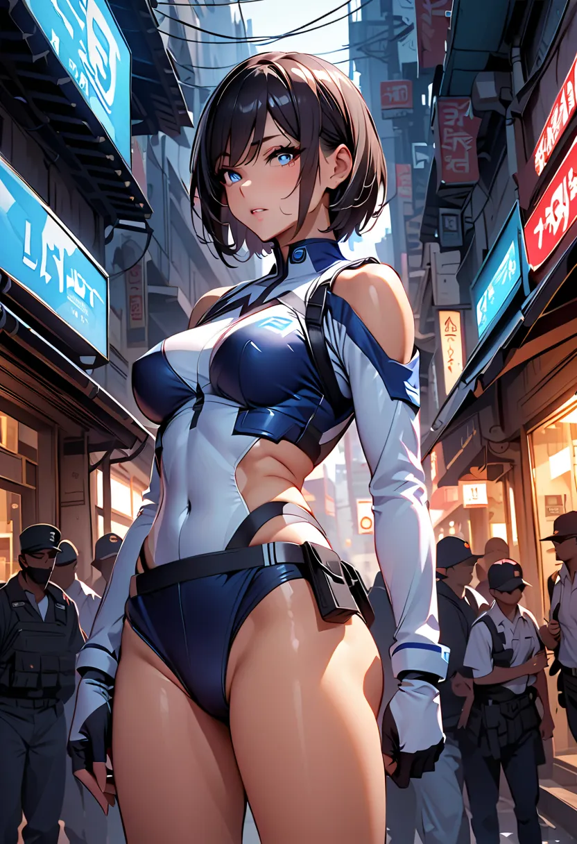 (masterpiece:1.2,highest quality,highest quality,Very  details:1.2),8k, wallpaper,(one woman),( Future special forces members ),avoid being spotted by enemies.:1.6),(( bright)),( Extremely fit Earth Federation Army uniform),(perfectionな体),(TACTICAL GLOVES ...