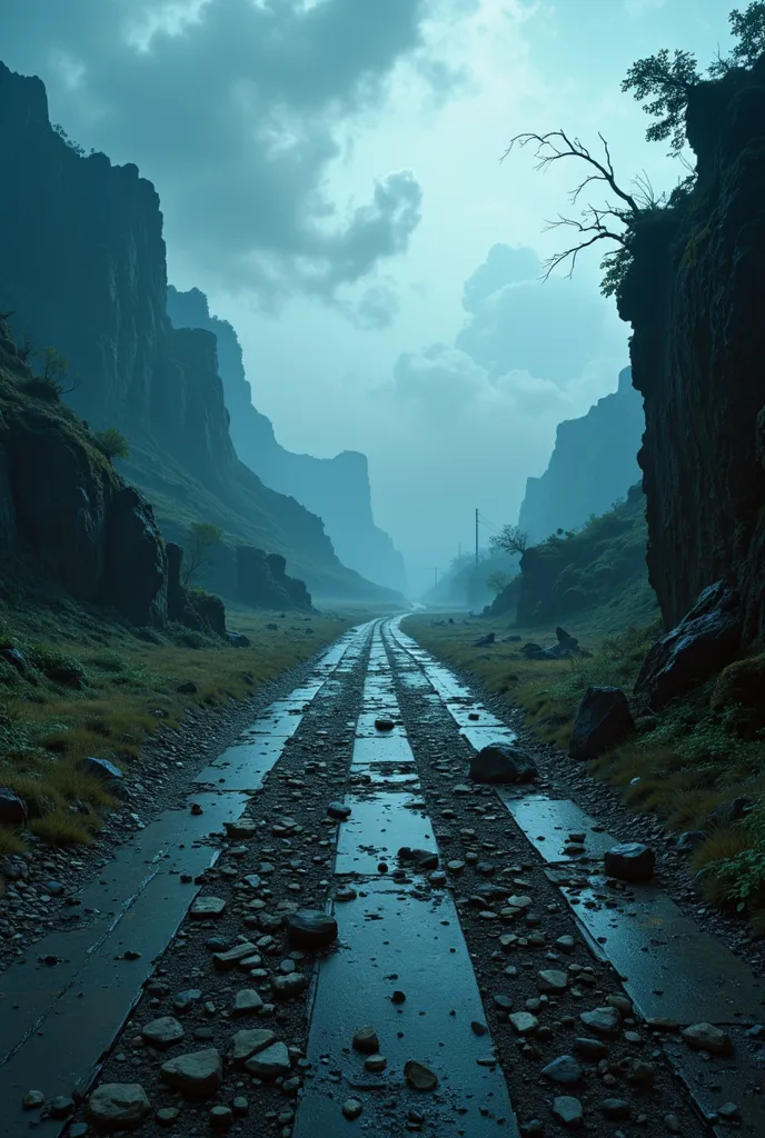 Scenario: Road to Forgotten Destiny

Camera Angle:
The camera follows a deserted road, with old and almost erased signs and ruins of a forgotten people. The plan is panoramic, showing the road extending to the distant horizon.

 lighting:
The light is dim,...