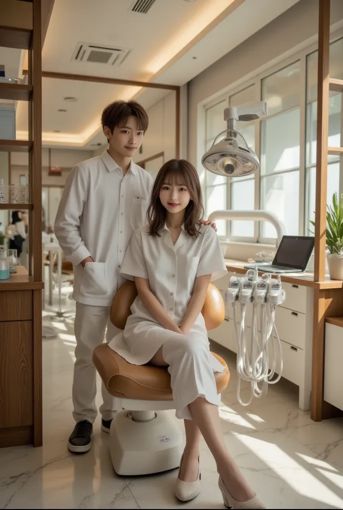 No people. Interior view of a luxury dental clinic, with dental equipment and luxury dental clinic chairs