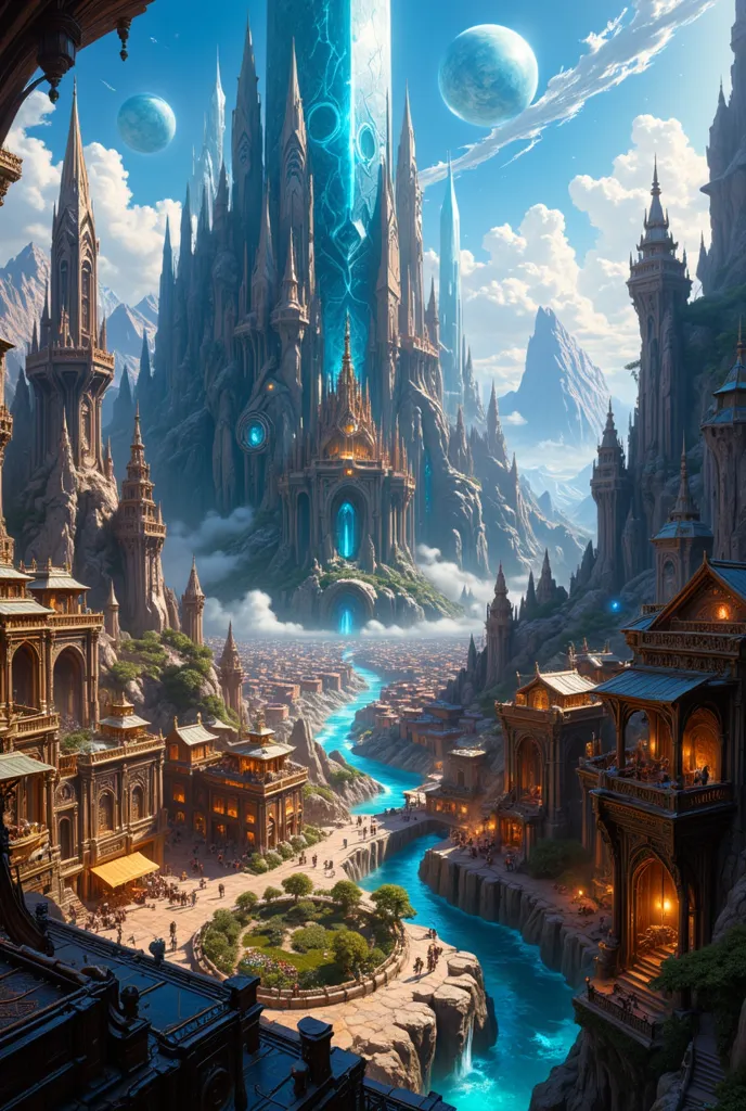 City of Zolaris

Camera Angle:
An aerial shot on a panoramic plane reveals the grandeur of Zolaris, , a vibrant city surrounded by crystal walls that shine with sunlight. The camera descends to a medium plane at street level, showing bustling alleys, noisy...