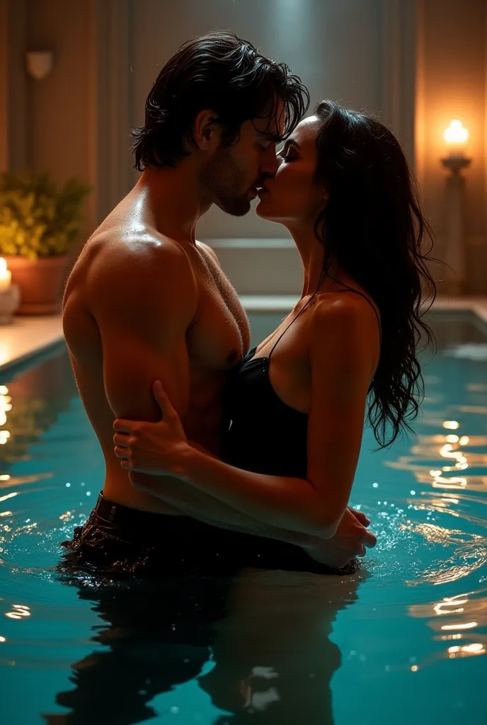 Bruce wayne and selina kyle make love in swimming pool with naked and kiss