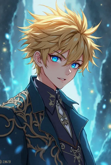 An anime-style man with blond hair