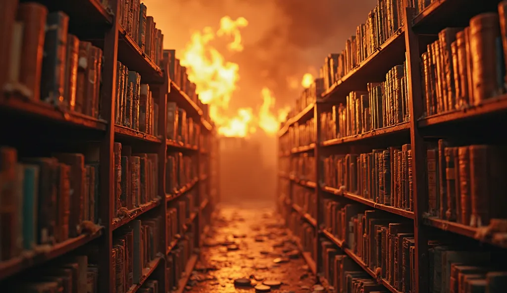 library on fire