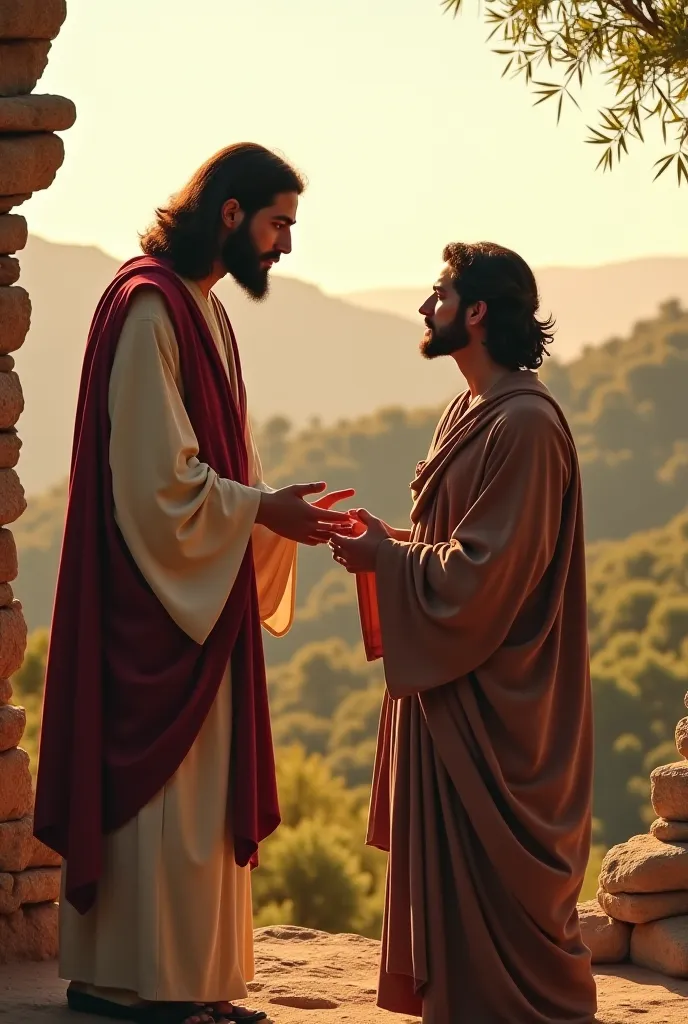 Jesus talking to someone
