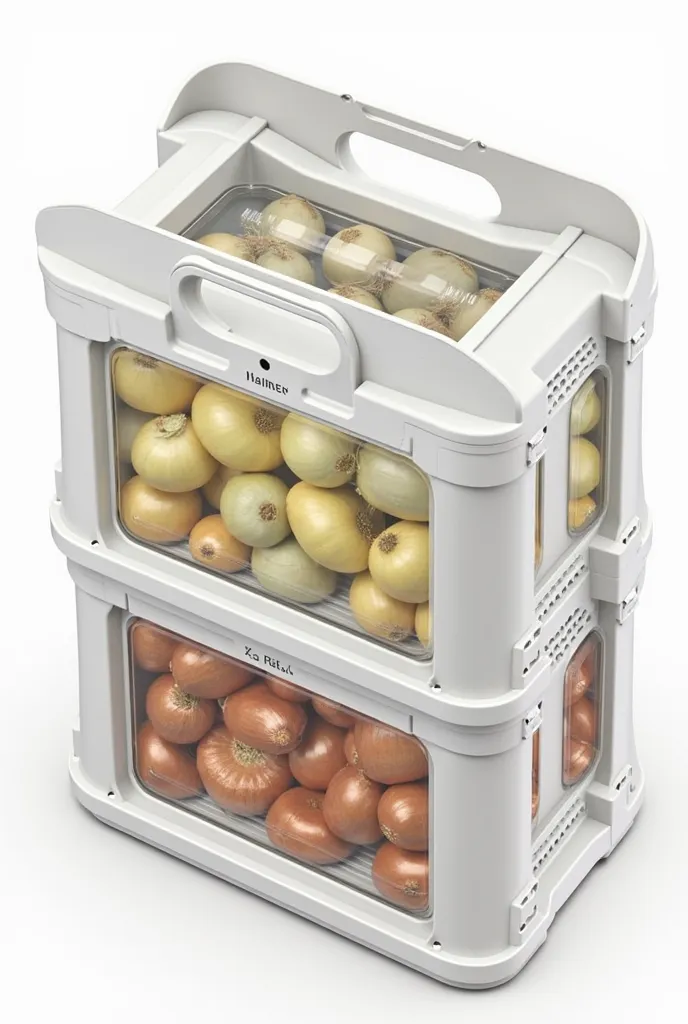 large size garlic and onions packaging with compartment with handle