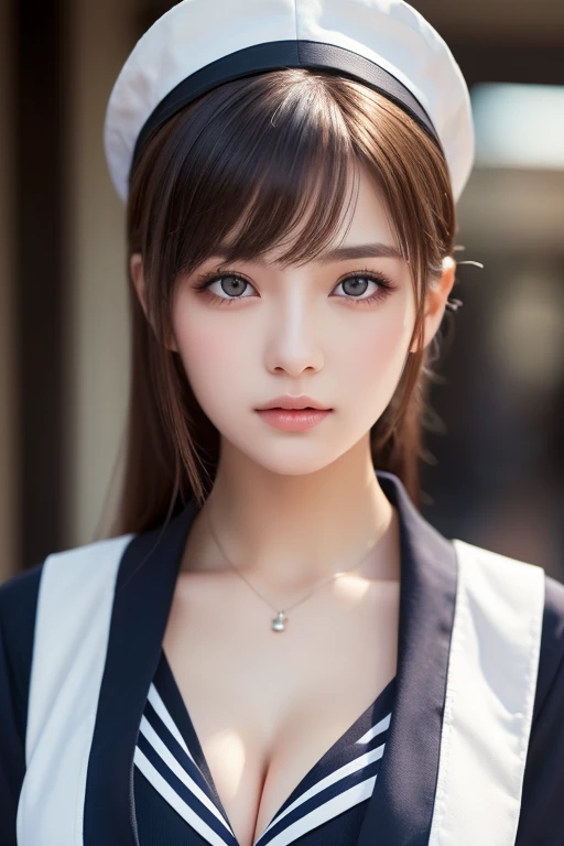 1 girl, (highest quality:1.4), (super detailed), (Highly detailed beautiful face), wonderful face and eyes, black eye, black hair, (sailor suit), (cleavage), Smooth, Highly detailed CG integrated 8k wallpaper, High resolution raw color photos, professional...