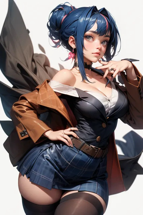 (cowboy shot: 1.5), (white background, simple background: 1.5), (masterpiece:1.5), (big breasts: 1.5), (1 girl: 1.5), young woman, (Beautiful Girl:1.5), (extremely detailed and delicate anime face and eyes:1.5), whole body, (natural light, HDR, extremely d...