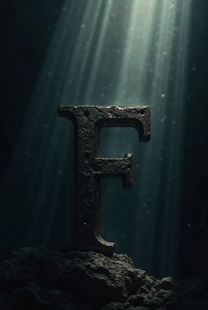 Create image for profile on YouTube, with a capital letter F, on a dark background with rays, Realistic image