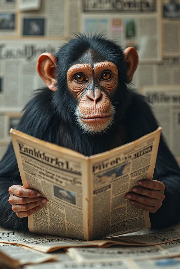 The image of the monkey is printed on the newspapers 