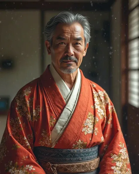 Handsome Male 40 years old wear kimono.