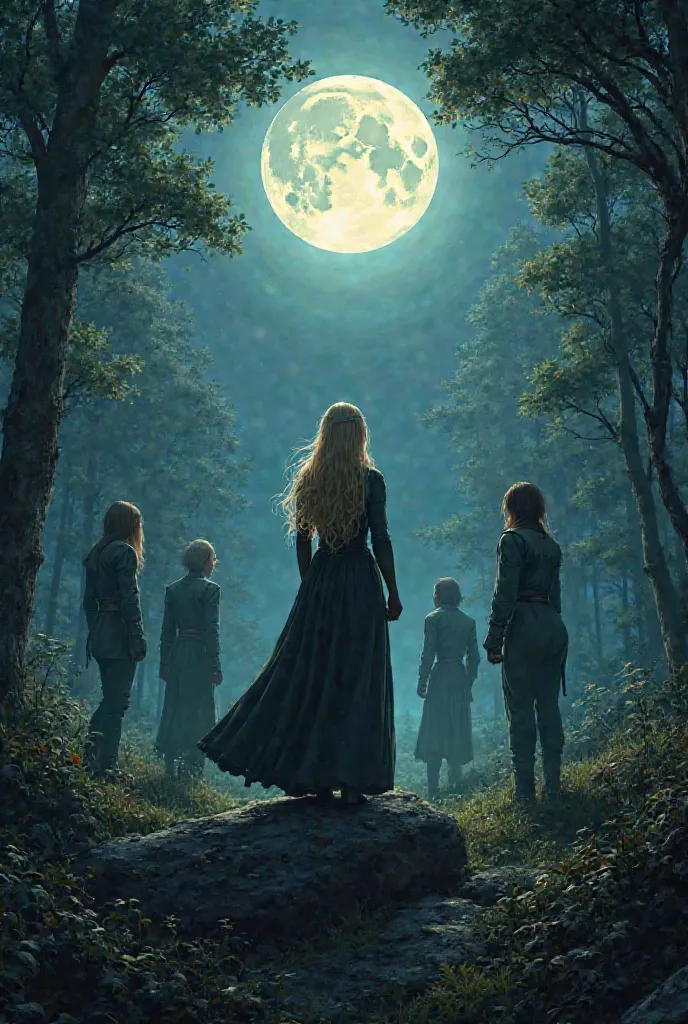 cena: Meeting the Light From the Moon

The full moon illuminates the horizon, creating a mysterious and ethereal environment Of a Big rock in the middle of the forest. The vegetation around is dense, but the moonlight crosses the trees,  reflecting a magic...