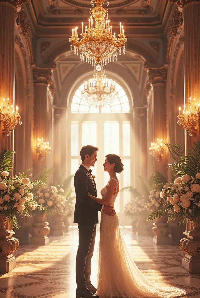 i need mariage hall backround with 2 person were standing there