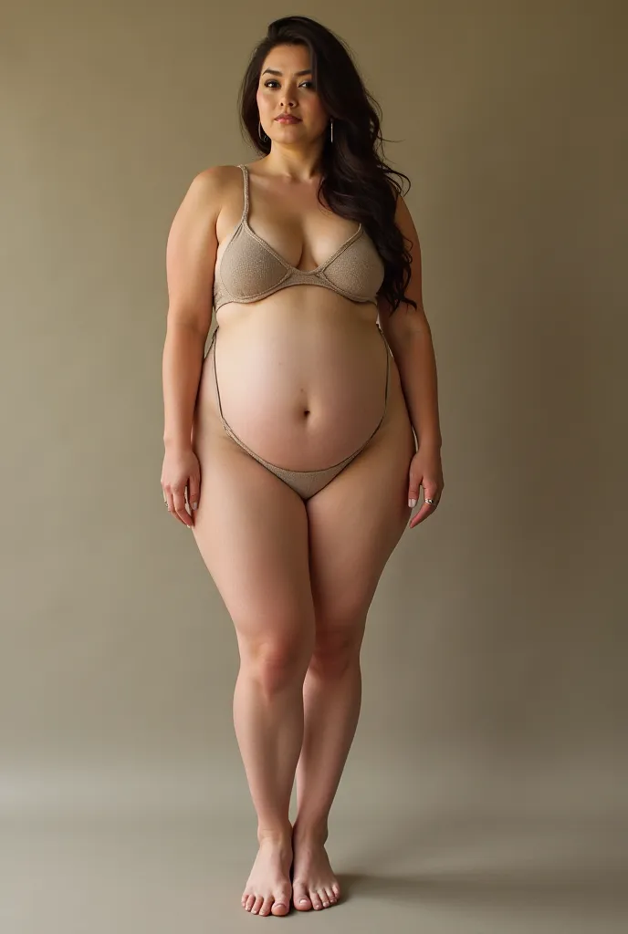 Make a woman without giant clothes with huge tits and a puffy vagina