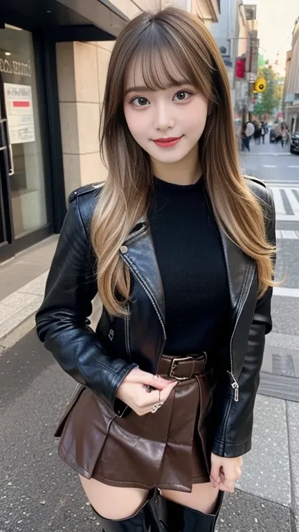 front view:1.5, large breast:1.4, full body photo,((focus on crotch)), she is in a street, standing on a street, one girl, High resolution ,blonde hair, Light Hair Color, sexy, Beautiful eyelashes ,High resolution ,Zoom out ,20-year-old ,Highest quality ,V...