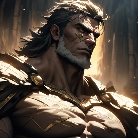 Big muscular broad shouldered wide chested old man looking like a barbarian king ready to to turn his modern day  sons and grandsons into powerful barbarians just like himself 