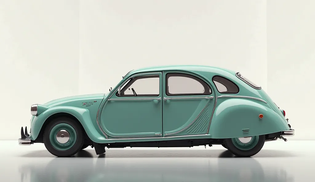 2025 Citroen 2CV  sides view Revealed.in shoroom with white wall on the background. 4k Results