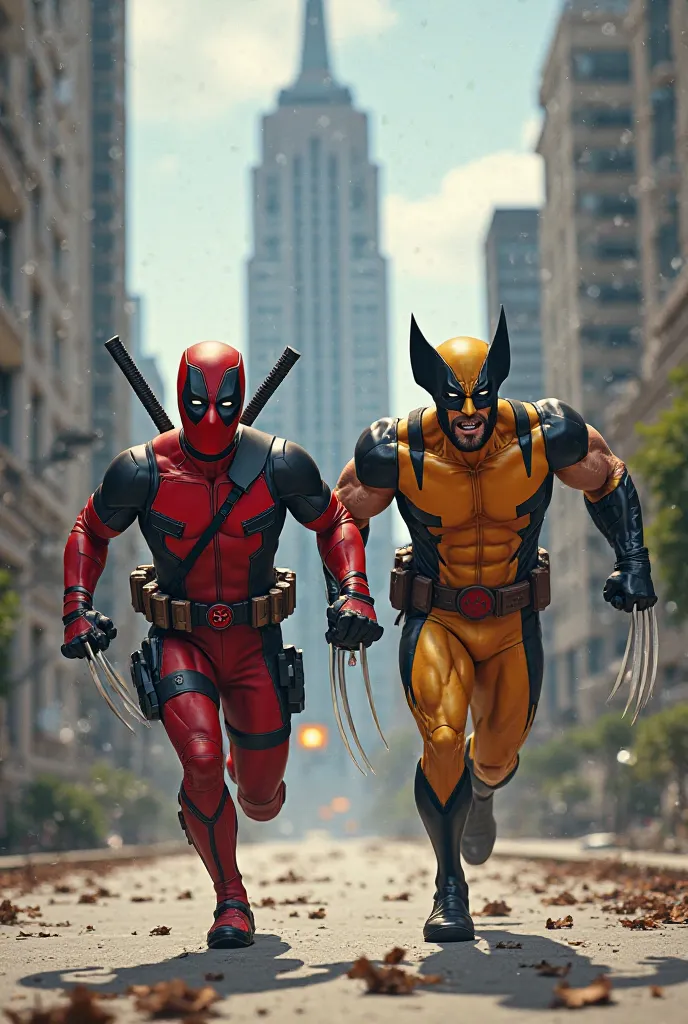 Deadpool and Wolverine from the Marvel, They are running to the UNSA happy because they realized that they were admitted 