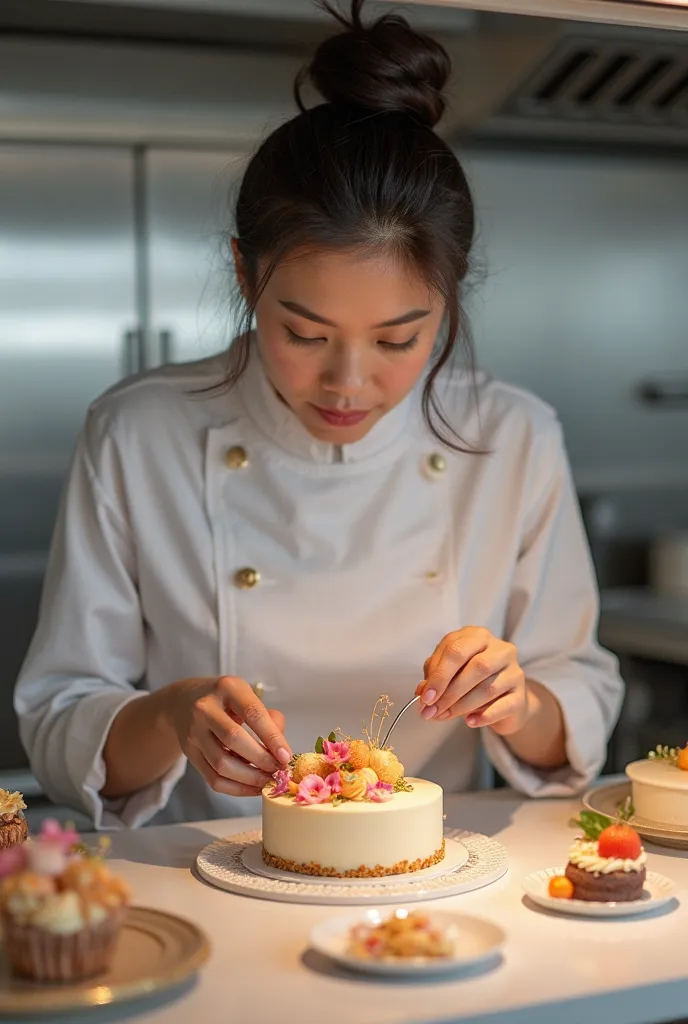 Photo of langliao preparing a cake package 