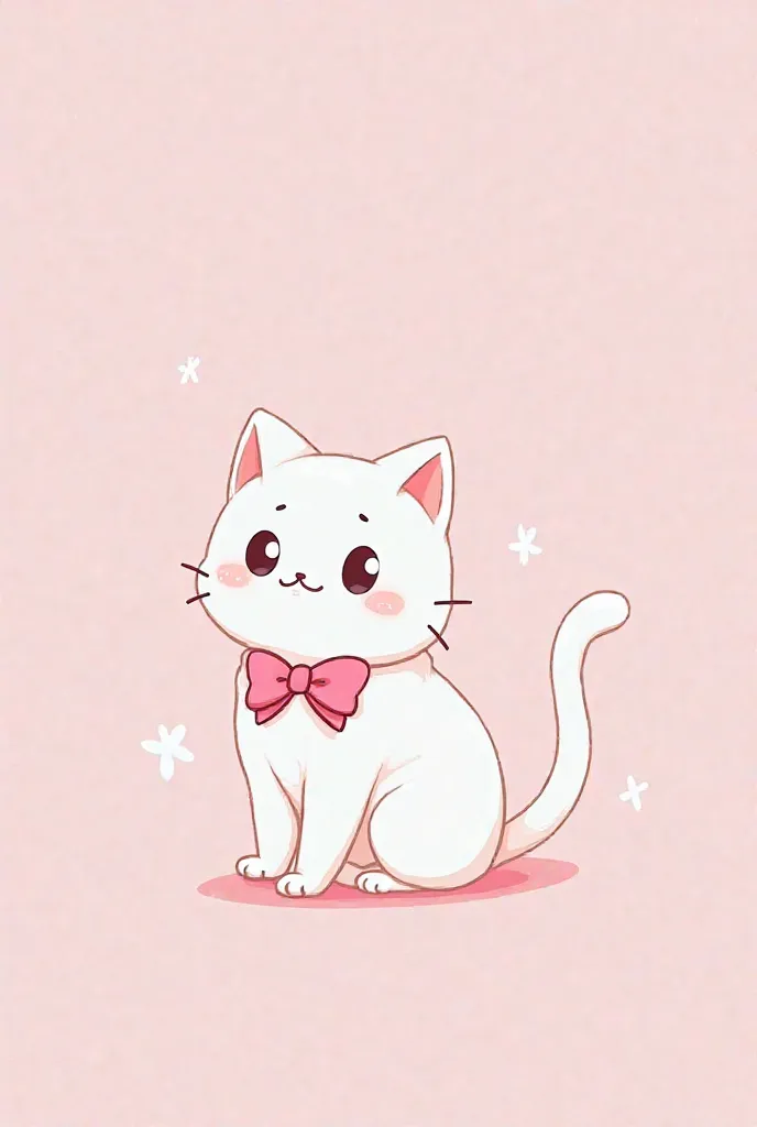 there is a white cat with a pink bow on its neck, a pastel by Shitao, tumblr, furry art, kawaii cat, anime visual of a cute cat, (pink colors), cute digital art, cute:2, very beautiful cute catgirl, aww, a cute cat, cutecore, cute artwork, xqcow, smol, cut...