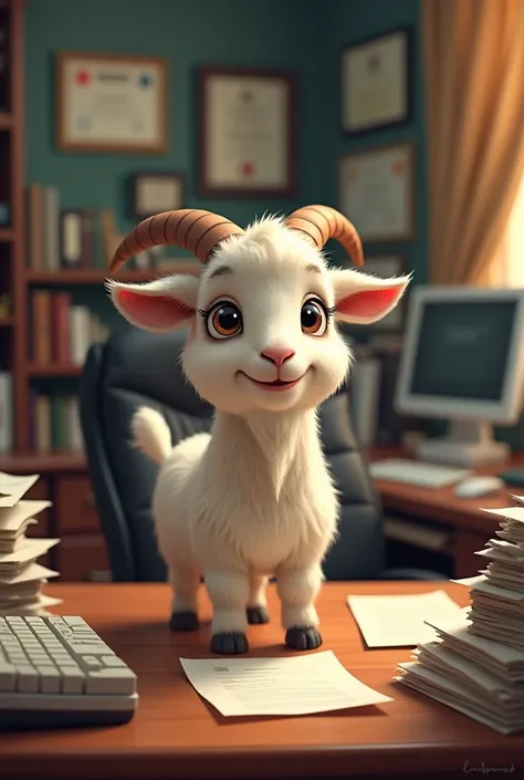 A small goat in office