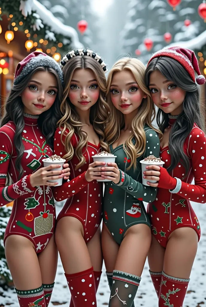 Four cute  k girls beautifully diverse each one with her absolutely unqiquely identifying characteristics,particularly young and petite looking(appear to be aged 13),ith cute princess-like faces each one absolutely unique and gorgeously versatile in each o...