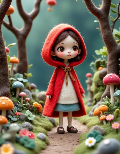 ( masterpiece, best quality:1.2), (little Red Riding Hood:lovely fairy tale world),Handmade style