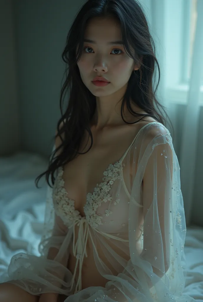  nightgown.  tits looks . Chinese girl dressed in transparent nightgown soaked