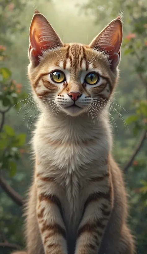 Change the features of the  to a realistic picture and a beautiful realistic cat