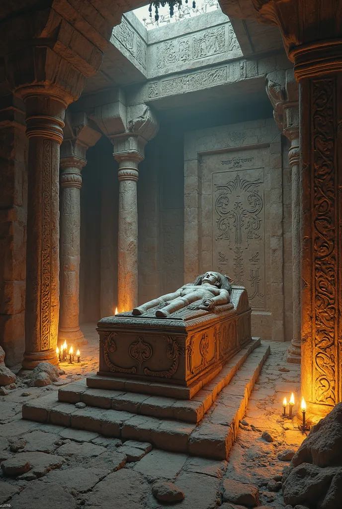 create a 3d tomb scene