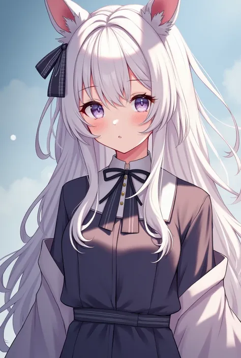 RPG-style Pretty Girl with White Hair game style